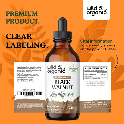 Black Walnut Tincture - Detox Cleanse w/Black Walnuts Organic - Black Walnut Hull Tincture for Digestive Health - Gut Cleanse Detox w/Black Walnut...