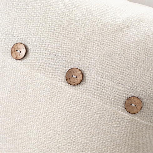 Meekio Set of 2 Ivory Square Pillow Covers 16 x 16 Farmhouse Boho Pillow Covers with Coconut Buttons for Sofa Couch Living Room Bedroom Farmhouse ...