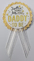 Twinkle Little Star Baby Shower Pin Set - Gold Glitter & White Satin Ribbons for Mommy and Daddy-to-Be...