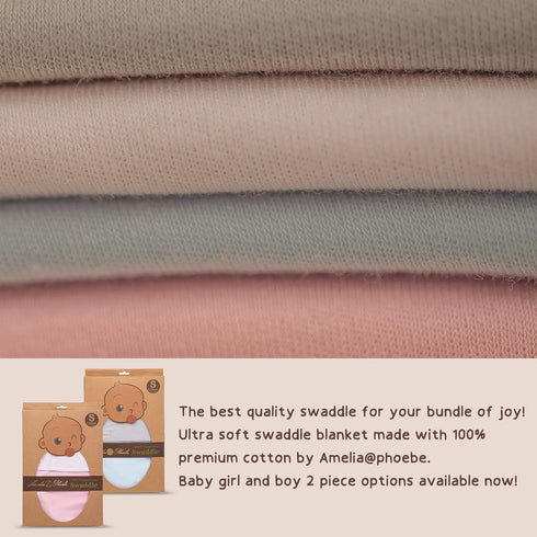 Baby Swaddle Blanket Adjustable Wrap 2 Pack, Ultra Soft Newborn Cotton Swaddles, 0-3 Months Boy and Girl (Blue/Gray)...