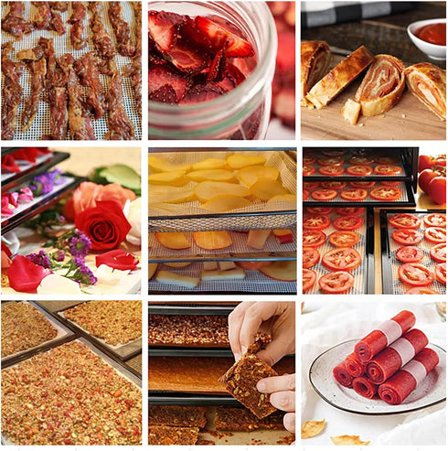 8 Pcs Silicone Dehydrator Sheets, Premium Non Stick Dehydrator Mats, Fruit Dryer Mesh for Food Dehydrator, 14x14 in...