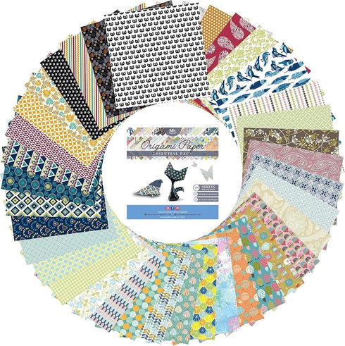 Japanese Origami Paper Set - 120 Sheets - Traditional 6x6 Folding Kit Featuring Floral, Animal, Aztec, Geometric Designs for Kids and Adults...