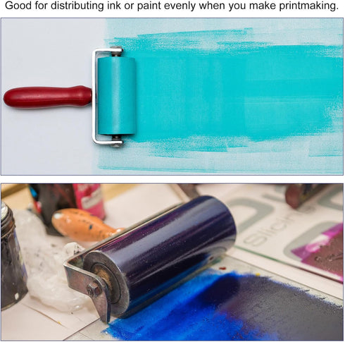 PATIKIL 6 Inch Rubber Roller Brayer, Anti Skid Hard Rubber Roller Tools for Wallpaper Art Craft Printing Printmaking Ink Stamping Tape Constructio...
