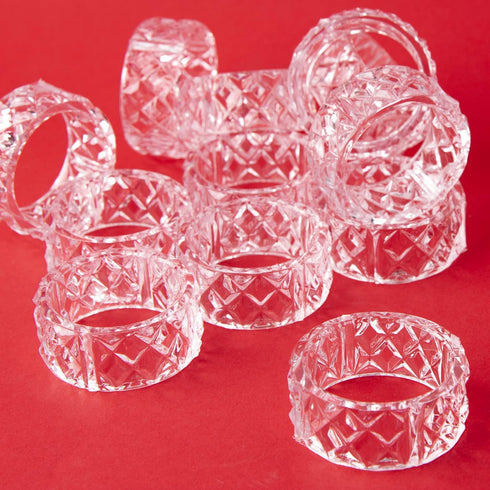 Factory Direct Craft Set of 12 Crystal Look Acrylic Napkin Rings for Table Decor | Clear Napkin Rings for Thanksgiving Dinners, Christmas Parties,...
