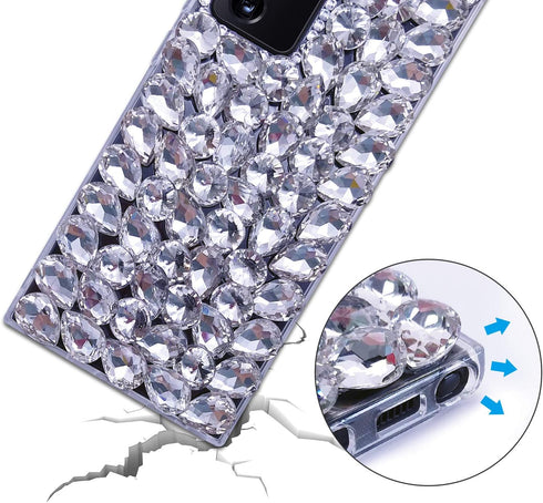Bonitec for Samsung Galaxy Note 20 Ultra 5G Case 3D Glitter Sparkle Bling Case Luxury Shiny Crystal Rhinestone Diamond Bumper Clear Gems Protectiv...