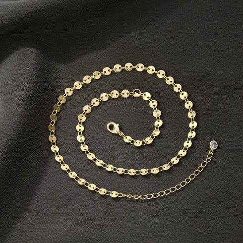 Dremmy Studios Dainty Gold Choker Necklace for Women 14K Gold Plated Coin Disc Figaro Layered Beaded Flat Mariner Sideways Cross Wishbone Link Cla...