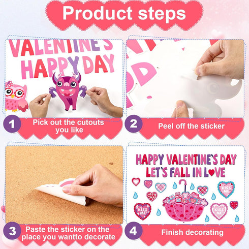 Valentine's Day Classroom Bulletin Board Decoration Let's Fall in Love Cut Outs Bulletin Board Set Valentines Love Heart Paper Cut outs Bulk with ...