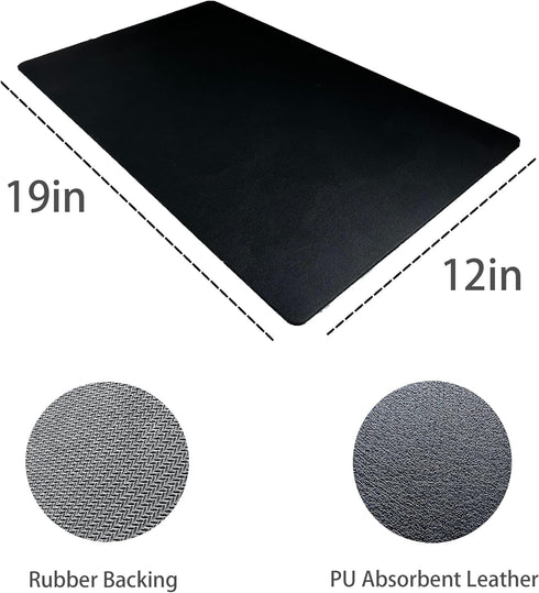 Coffee Mat for Counter, Coffee Bar Accessories Fit Under Coffee Maker Espresso Machine, Absorbent Rubber Backed Dish Drying Mat, 12"x19", Black...
