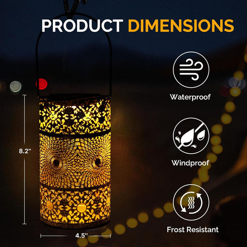 Outdoor Solar Hanging Lantern Lights, Waterproof Sunflower Hollowed-Out Metal Decor Lantern, Garden Decoration for Patio Yard, Gifts for Mom Women...
