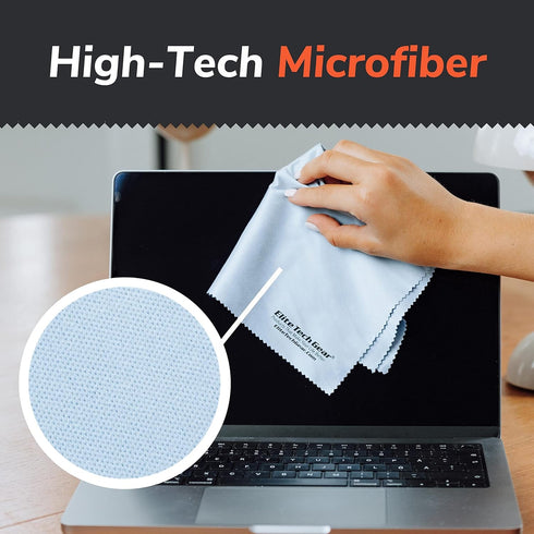 Elite Tech Gear 4-Pack Microfiber Cloth Set - 12"x12" Oversized Washable & Durable Wipes for Glasses, Lenses, Electronics & Screens - Glasses Clea...