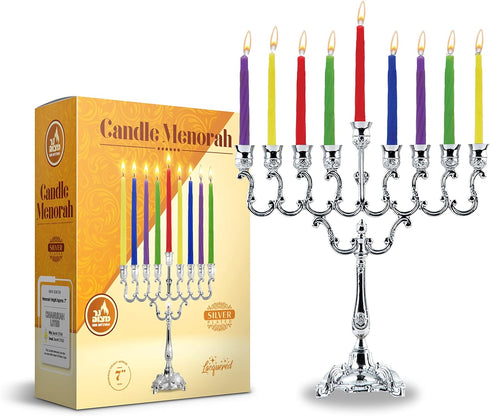 Ner Mitzvah Silver Plated Candle Menorah, Fits All Standard Hanukkah Candles - Curved Branches, 7.25 High x 6.5 Wide...