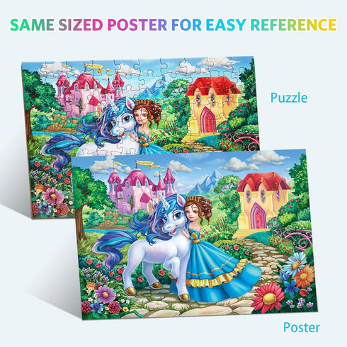 Puzzles for Kids Ages 4-8, 3-5, 6-8, 8-10 - Princess & Unicorn - 100 Piece Jigsaw Puzzles for Children, Learning Educational Toys for 4 5 6 7 8 9 ...