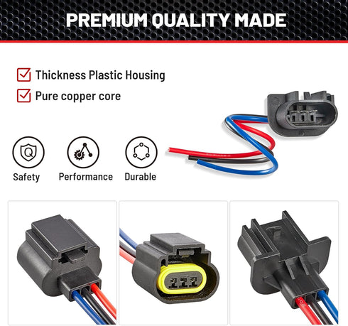RED WOLF 9008 H13 Headlights Wiring Harness Socket Male & Female Adapter Connector for H13LL Lamps Bulbs Replace Headlamp Fog Light for Truck Pick...