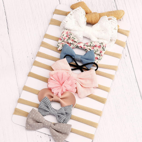 DRESHOW BQUBO Baby Girl Headbands with Bows Nylon Hairbands Handmade Hair Accessories for Newborn Infant Toddlers 10 Pack...