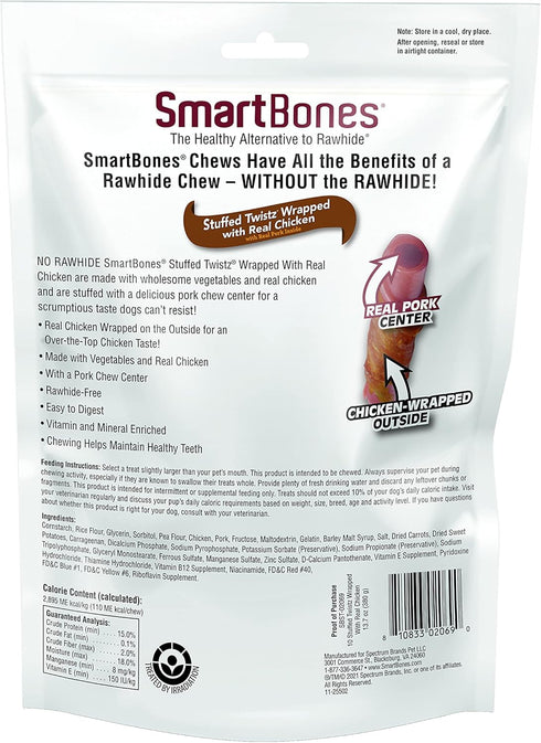 SmartBones Chicken Wrapped Stuffed Twists, Treat Your Dog to a Rawhide-Free Chew Made with Real Meat and Vegetables...