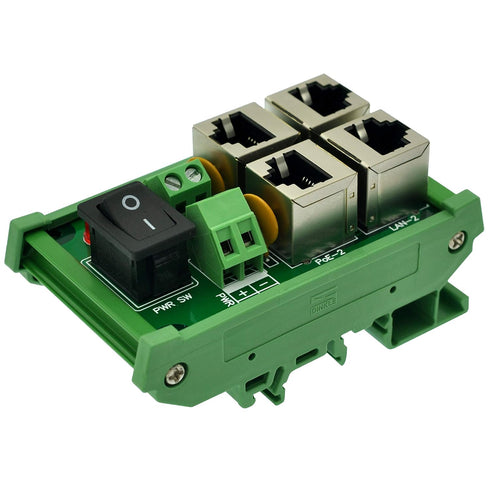 CZH-LABS DIN Rail Mount 2 Ports Passive RJ45 PoE Power Injection Board, Power Over Ethernet Injector Module....