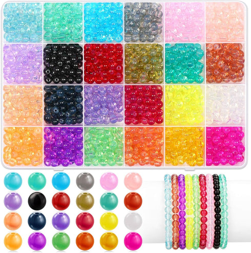 Audab 1200 Pieces 6mm Round Glass Beads for Jewelry Making, Crystal Glass Beads for Bracelets Jewelry Making and DIY Crafts...
