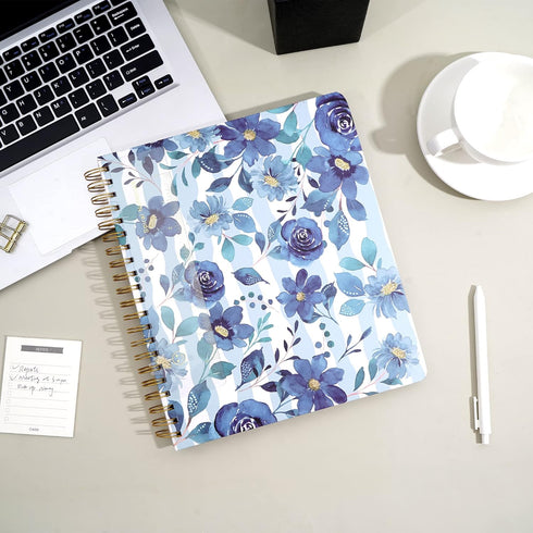 CAGIE Hardcover Spiral Notebook 8.5 x 11 Spiral Journal Notebooks College Ruled with Large Pockets Aesthetic Floral Note Book Spiral Bound Journal...