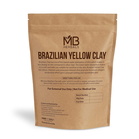 MB Herbals Brazilian Yellow Clay 8 oz (227 Gram / 0.5 LB) | for Face Packs & Soap Making...