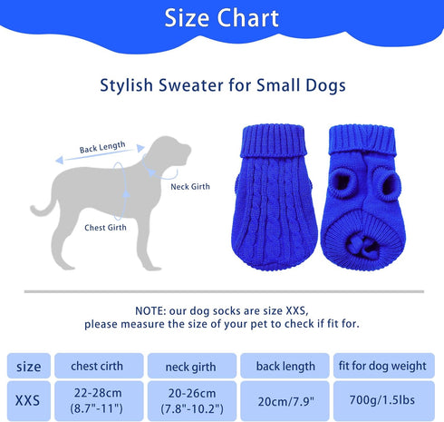 uxcell Small Dog Sweater Thick Twisted Knit Pullover Turtleneck Pet Dog Clothes Apparel, Soft Winter Warm Dog Sweater for Small Medium Puppy Dogs ...