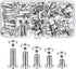 Pangda 80 Sets Chicago Screw Leather Rivets Assorted Kit Chicago Binding Screws 5 Sizes Metal Round Cross Head Stud Screw Post Nail Rivet Button f...