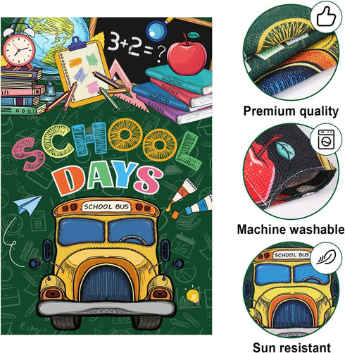 First Day of School Flag, 18x12in Back to My School Garden Flag Burlap Yard Flag Supplies Banner Party Decorations Outdoor for Student Teacher Out...