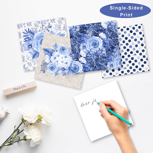 28 Sheets Scrapbook Paper, 6"X6" Inch Floral Scrapbook Paper 160gsm Cardmaking Craft Paper Pack Decorative Paper for Card Making (Blue Flowers)...