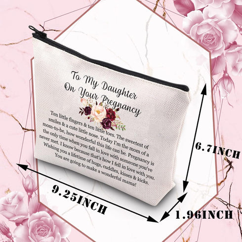 Pregnancy Daughter Makeup Bag with Waterproof Canvas and Zipper Closure...