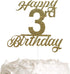 3rd Birthday Cake Topper, Birthday Party Decorations with Premium Gold Glitter...