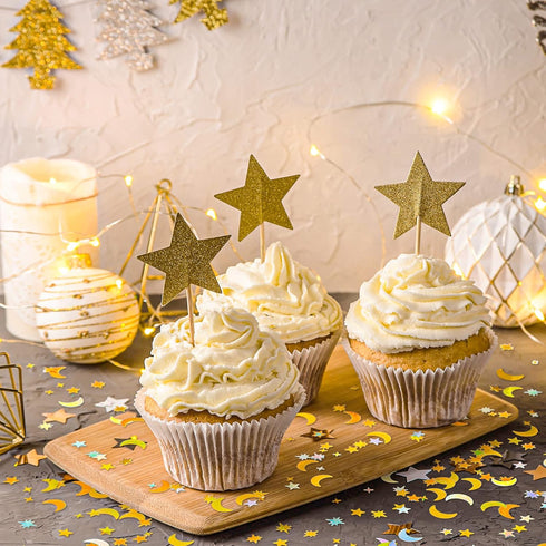 60 G/ 2.1 oz Holographic Star and Moon Glitter Confetti Sequin Galaxy Iridescent Table Metallic Glitter Foil Confetti Sequin Star Moon Scatter for...