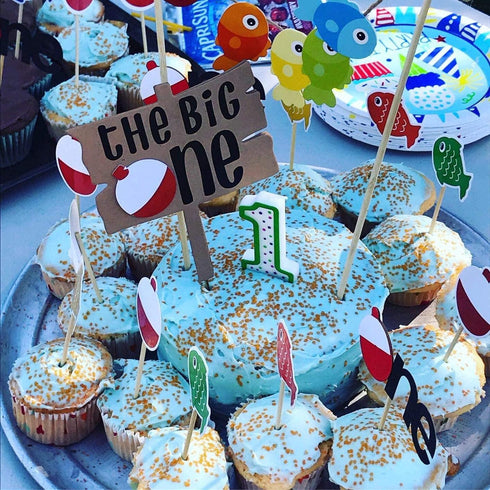 JeVenis The Big One Cake Topper Fishing Cupcake Topper Ofishally One Cupcake Topper Fishing Decoration Supplies...