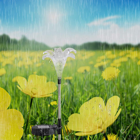 2PCS Waterproof Outdoor Solar Garden Stake Lights with Vivid Figurine – Lily LED Garden Landscape Lawn Lamp for Flower Beds Backyards Decoration...