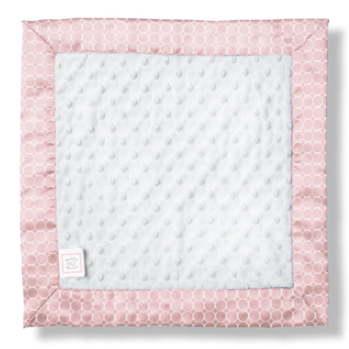 SwaddleDesigns Baby Lovie, Small Security Blanket, Plush Dots with Satin Trim, White Mini Mod Circles on Pastel Pink, 14 x 14 inches (36 x 36 cm)...