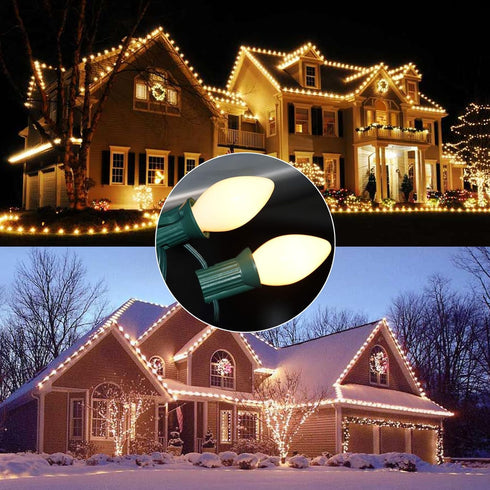 SUNSGNE C7 LED White Replacement Christmas Light Bulbs, 0.6W LED E12 Candelabra Base Bulbs - Great for Salt Lamp, Night Lights, Decorative Lights,...