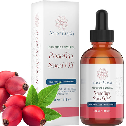 Rosehip Oil Organic Cold Pressed Moisturizer For Face Hair Skin Nails Sunspot & Stretch Mark Minimizer Helps Reduce Scar Rose Hip Facial Serum Fac...