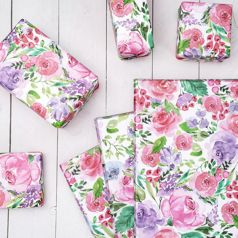 Whaline 100Pcs Floral Tissue Paper Watercolor Flower Gift Wrapping Paper Blossom Packaging Paper DIY Art Craft Paper for Home Wedding Baby Shower ...