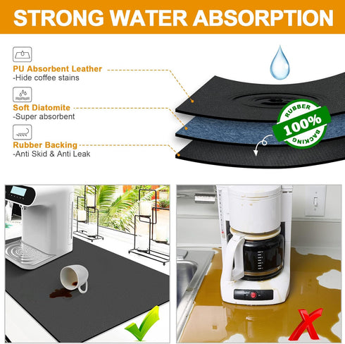 Dish Drying Mats for Kitchen Counter Coffee Mat Under Sink Mats for Kitchen Waterproof Dish Mat Drying Kitchen Mat Bar Mats for Countertop Coffee ...