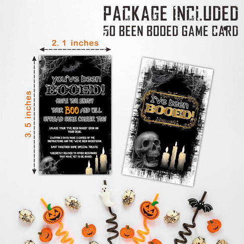 Halloween Party Game - You've Been Booed, I've Been Booed! Game Kit - Double-Sided Skull and Candles Theme, Halloween Party Decorations & Activiti...