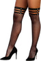 Dreamgirl Women's Fishnet Thigh High Stockings with Strappy Elastic Top Sockshosiery, black, One Size...