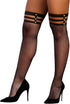 Dreamgirl Women's Fishnet Thigh High Stockings with Strappy Elastic Top Sockshosiery, black, One Size...