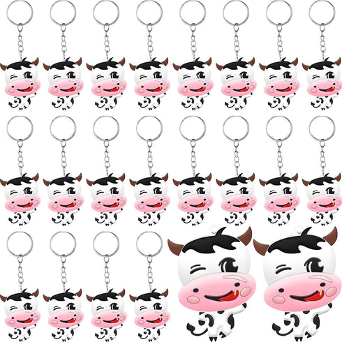 MTLEE Cow Party Favors Cute Rubber Cow Keychain Farm Laughing Cow Animal Cow Baby Keychains for Boys Girls Teens School Carnival Rewards Baby Show...