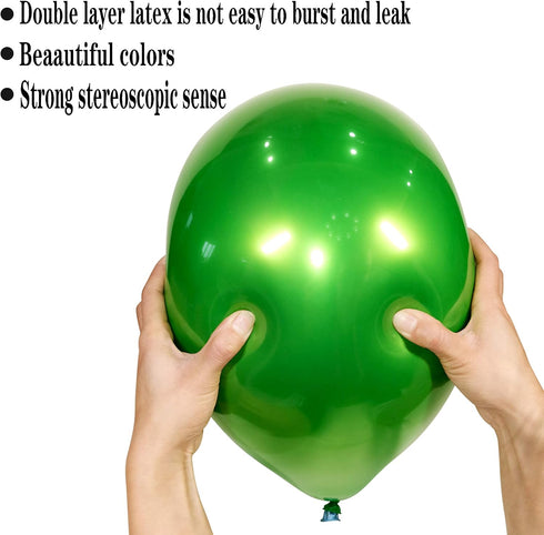 Metallic Green Balloons 50pcs 12 Inch Double Layer Chrome Green Balloons for Wedding, Birthday Party Decoration...