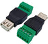 USB 2.0 A Screw Terminal Block Adapter USB 2.0 A Female to 5 Pin/Way Female Bolt Screw Shield terminals Pluggable Type Adapter Connector for Charg...