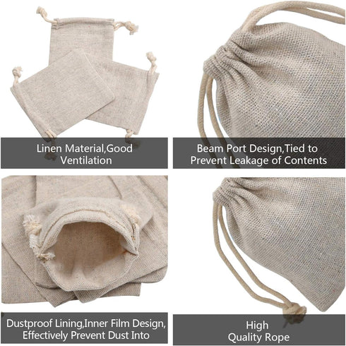calary 50pcs Double Canvas Drawstring Bag Cotton Pouch Gift Sachet Bags Muslin Reusable Tea Bag 2.75x4 Inch...