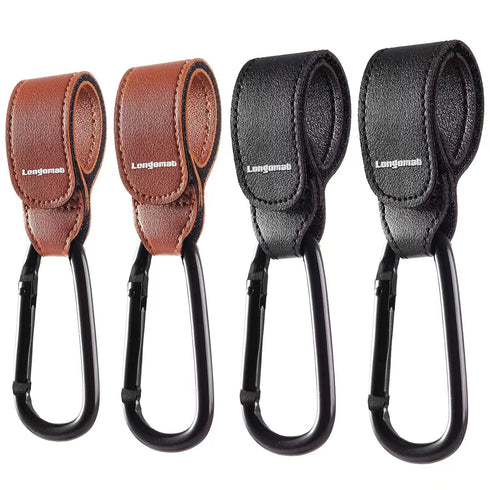 ?4-Pack? Baby Stroller Hooks Clip or Hanging Diaper Bag Universal Hooks Accessories for Stroller and Car or Shopping Cart (Black and Brown)...