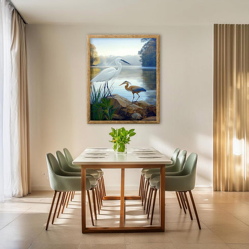Posterizer 1 pcs-beautiful art work of pair of heron birds in nature 1-Art for Animal Lovers Gift for Art Lovers Decorations for Bedroom, Office, ...