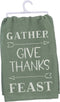 Primitives by Kathy Cotton Dish Towel, 28 x 28-Inch, Gather-Give Thanks-Feast...