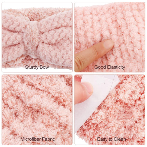 YISSION 2PCS Spa Headband with Bow No Slip Head Band for Face Wash Makeup Skincare Facial Headband Elastic Hair Band Microfiber Headbands for Wome...