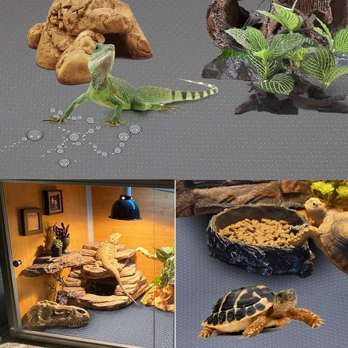 Reptile Substrate Liner Terrarium Carpet, Bearded Dragon Tank Accessories, Non-Adhesive Reptile Carpet Reptile Flooring Mat Bedding for Leopard Ge...