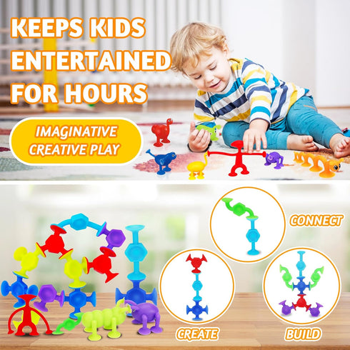 32 PCS Suction Cup Toys Kids Bath Toy Party Favor Goody Prize Stuffer Gift for 2 3 4 5 6 Year Old Boy Girl Toddler Travel Toy Educational Sensory ...